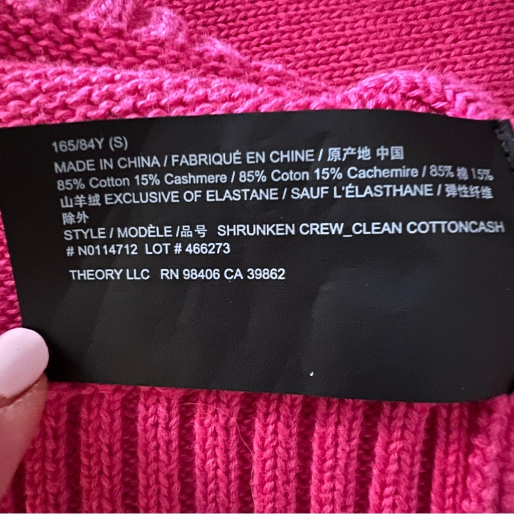 Theory S Cashmere Cotton Crew Neck Pink Cable Knit Sweater Preppy Casual Worn 1x - Picture 4 of 6